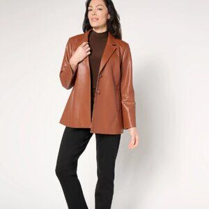 Dennis Basso Regular Luxe Faux Leather Jacketj, Cognac Sz L a659814